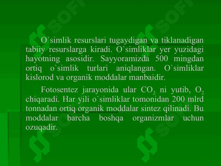 O’SIMLIK VA HAYVONOT DUNYOSINI MUHOFAZA QILISH (3) 3