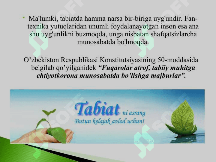 INSONIYATNING    EKOLOGIK     IXTISOSLASHISHI 2
