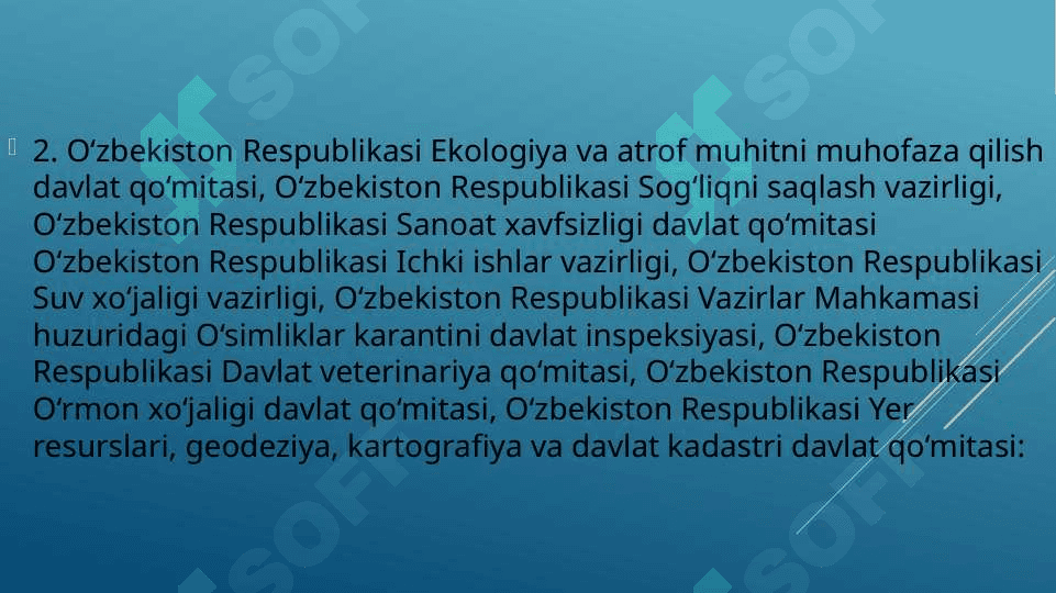 Iqlim o’zgarishi sharoitida tabiatni muhofaza qiluvchi shu jumaladan yer va tuproq resurslaridan oqilona foydalanish va muhofaza qilishga qaratilgan meyoriy huquqiy hujjatlar hamda fan ekalogik tarbiya, ta’lim, axbo 3