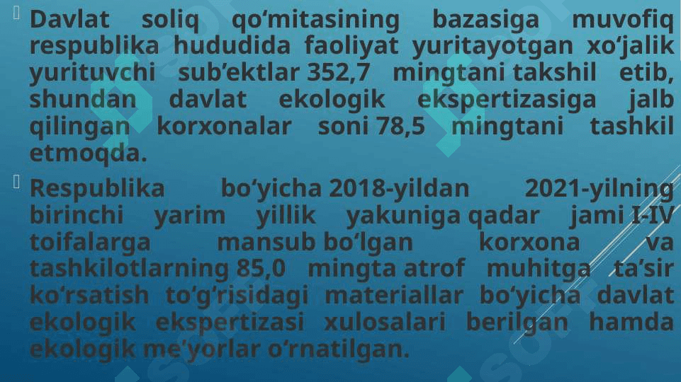 Iqlim o’zgarishi sharoitida tabiatni muhofaza qiluvchi shu jumaladan yer va tuproq resurslaridan oqilona foydalanish va muhofaza qilishga qaratilgan meyoriy huquqiy hujjatlar hamda fan ekalogik tarbiya, ta’lim, axbo 7