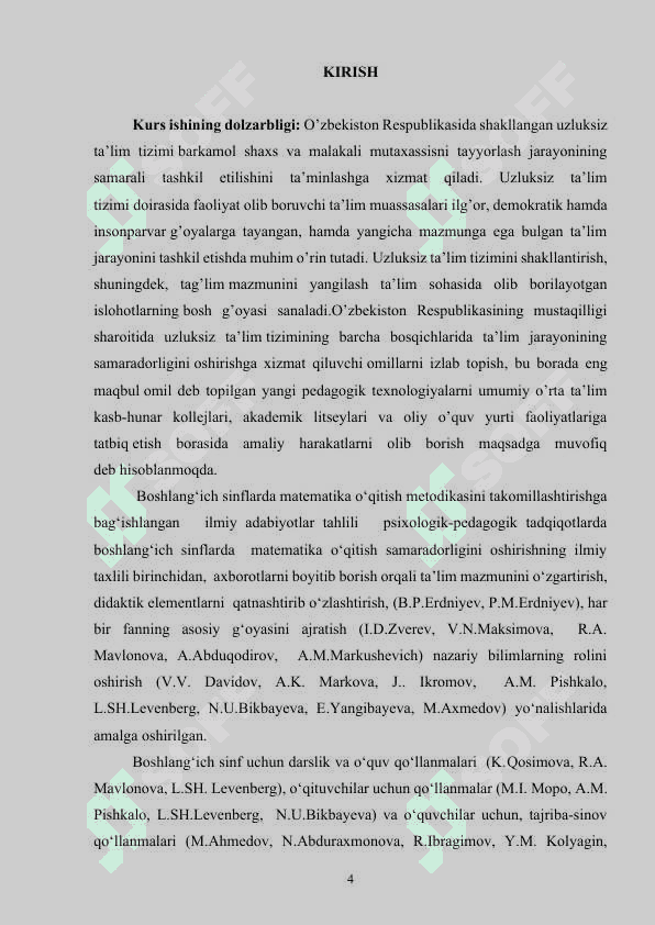 Matematika fanidan kurs ishi 4