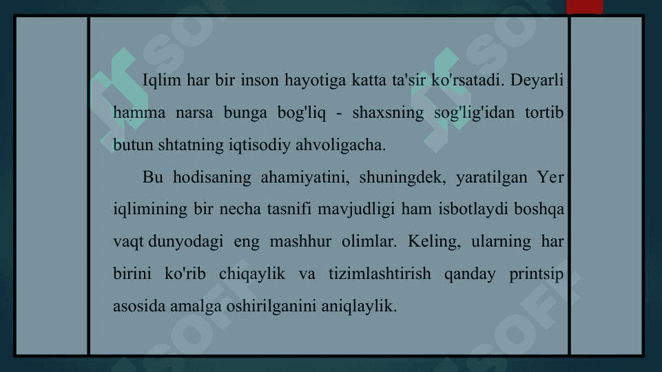 Iqlim zonalarining tasnifi 2