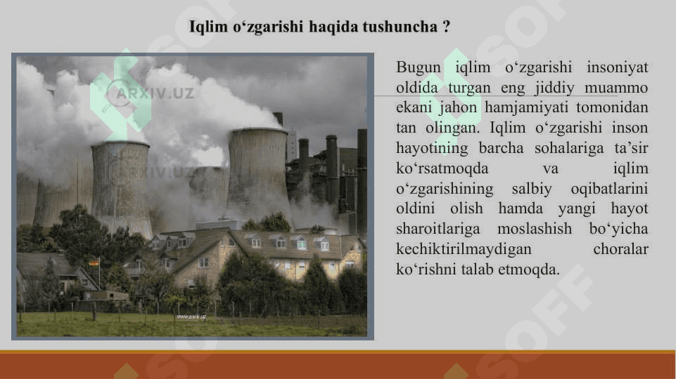 IQLIM O‘ZGARISHINI OLDINI OLISH BO‘YICHA CHORA-TADBIRLAR 3