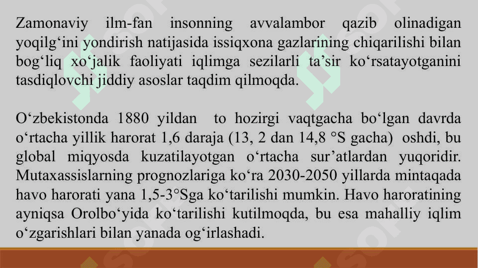 IQLIM O‘ZGARISHINI OLDINI OLISH BO‘YICHA CHORA-TADBIRLAR 4