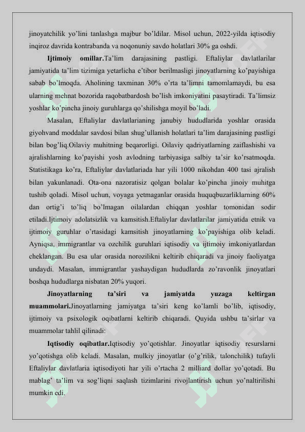 Eftaliylar davlatidagi jinoyat va jazo turlari 25 7