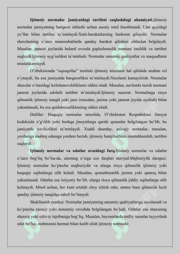 Davlatgacha bo’lgan jamiyatlarda  Ijtimoiy normalar va ijtimoiy hokimiyat 25 4