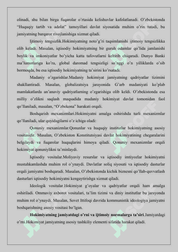 Davlatgacha bo’lgan jamiyatlarda  Ijtimoiy normalar va ijtimoiy hokimiyat 25 7