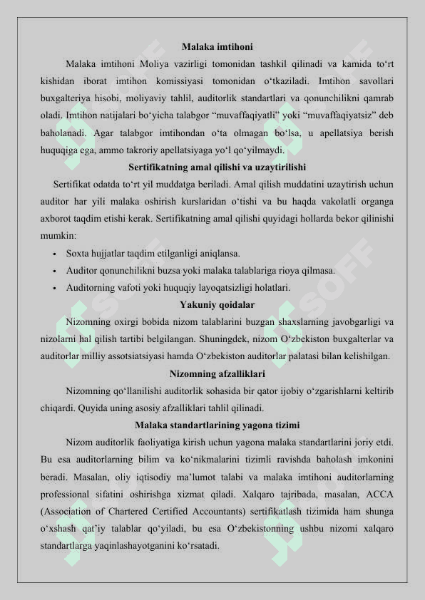 Auditor malaka sertifikatini berish tartibi to’g’risidagi nizom esse 3
