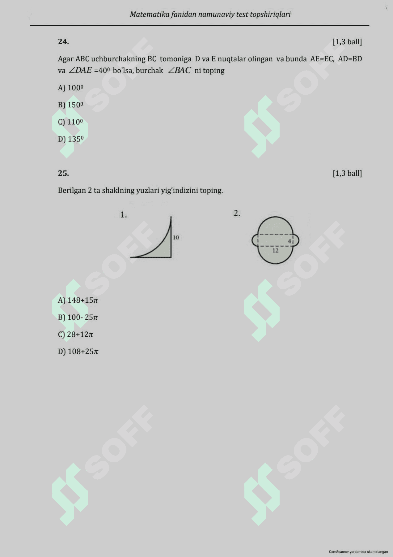 Matematika Milliy Sertifikat 8