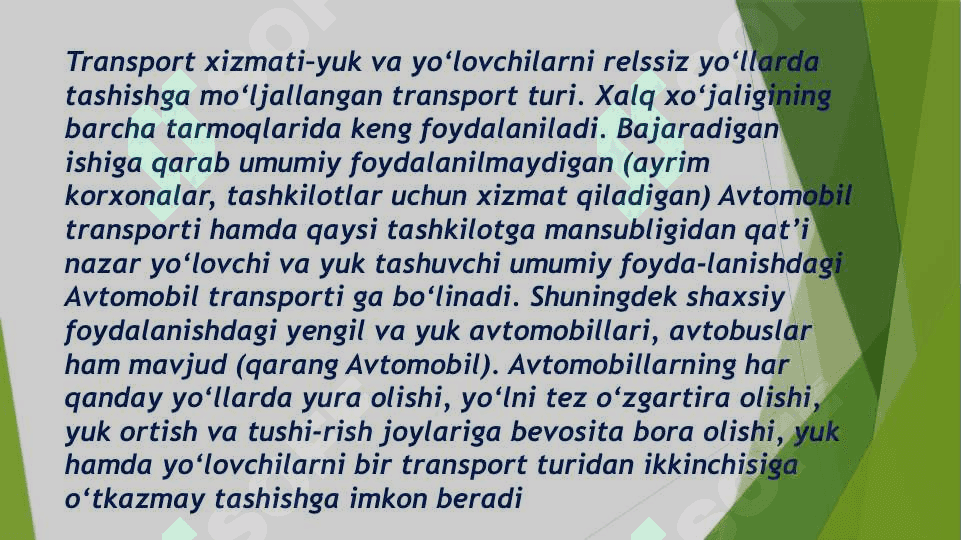 Transport xizmat ko’rsatish 2