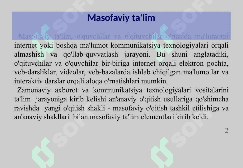 MASOFAVIY TA'LIM VA UNI  BOSHQARISH TIZIMLARI 2