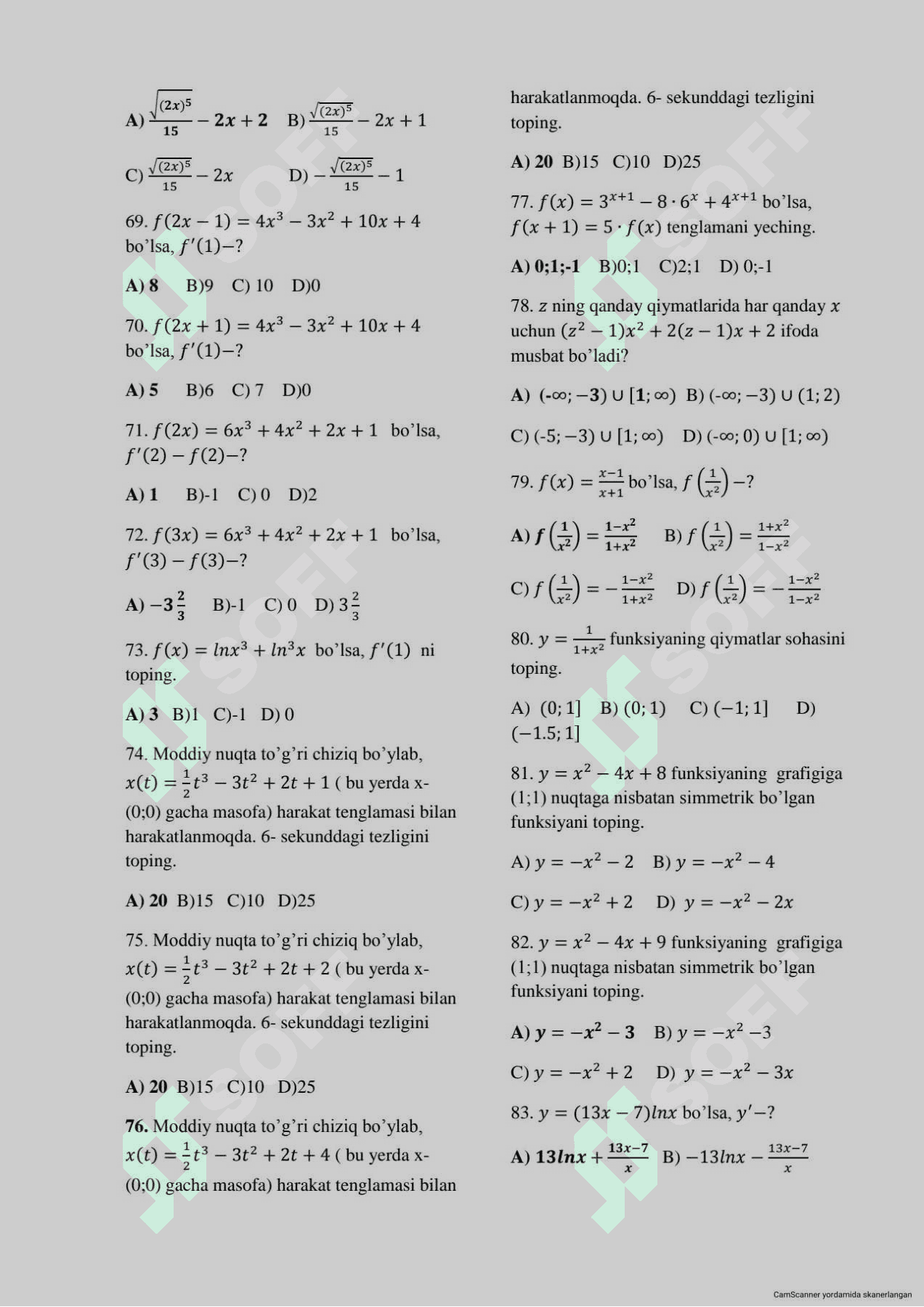 Matematika 2017-yil Baza 6