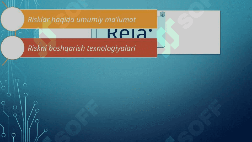 Riskni boshqarish texnologiyalarining mazmuni 2