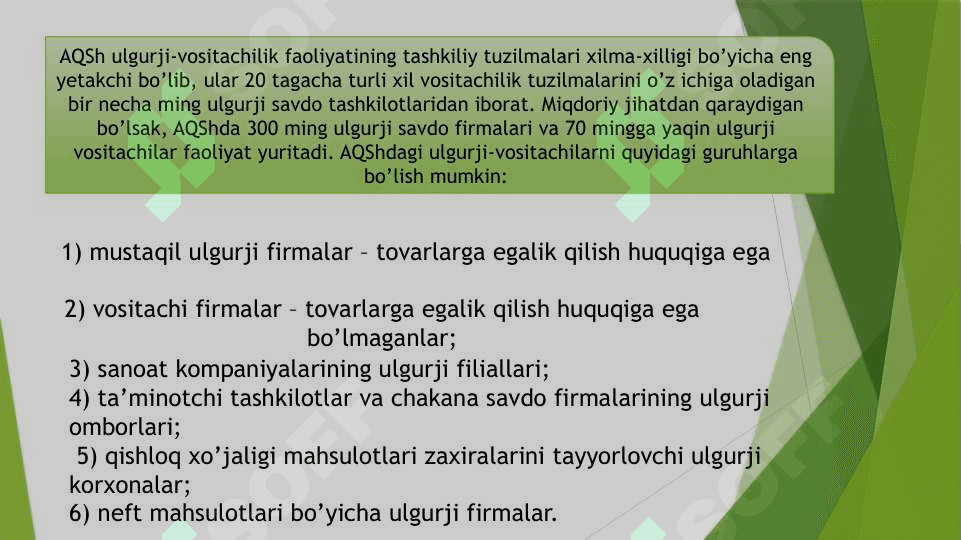 Ulgurji oziq–ovqat bozorlari faoliyat ko’rsatishining xorijiy tajribasi 8