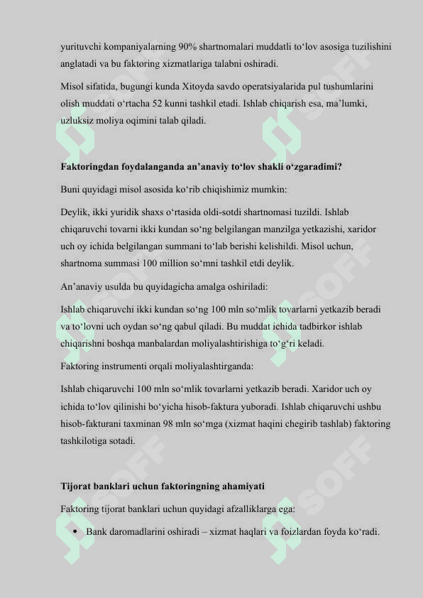 Tijorat banklarida faktoring operatsiyalarini rivojlantirish masalalari bank ishi 4