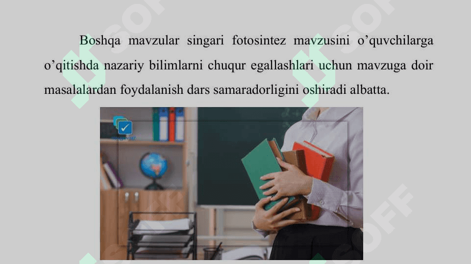 FOTOSINTEZ MAVZUSI BO’YICHA MASALALAR YECHISH 6