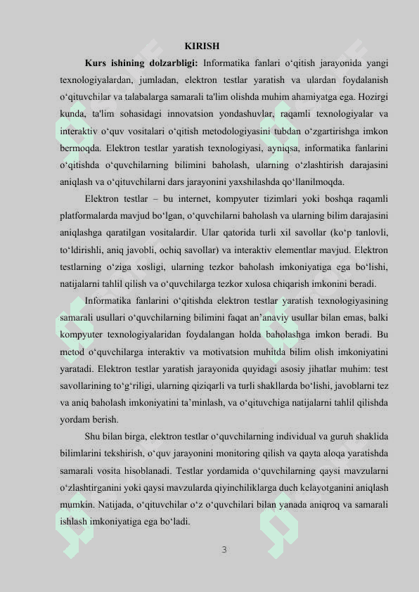 INFORMATIKA FANLARINI O’QITISHDA ELEKTRON TESTLAR YARATISH TEXNOLOGIYASINING SAMARALI USULLARI 3