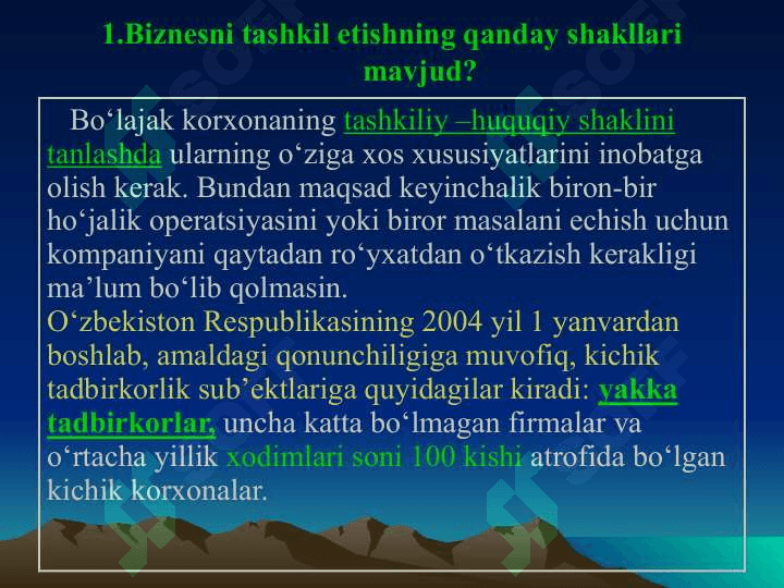 Xalqaro biznesning tashkiliy shakllari hamda uning asosiy yo’nalishlari 2