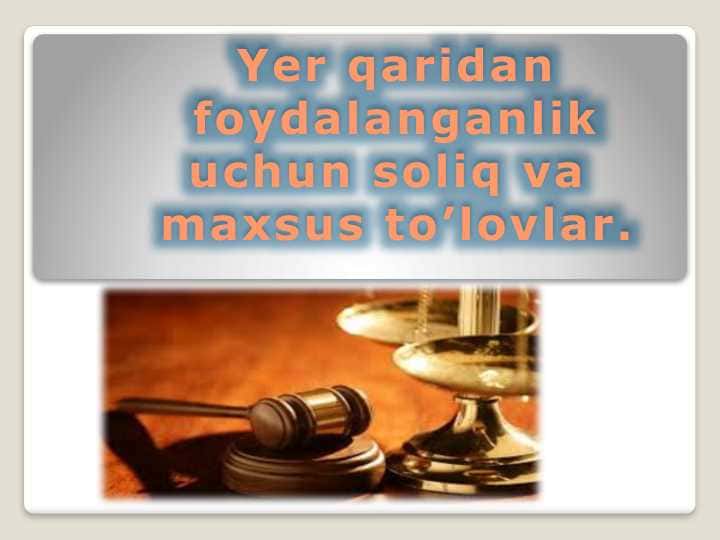 Yer qaridan foydalanganlik uchun soliq va  maxsus to’lovlar