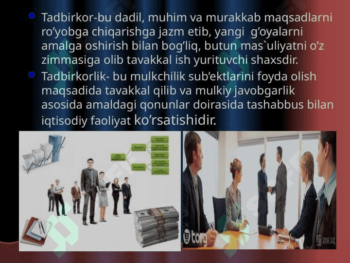 Tadbirkorlik faoliyati tushunchasi va uning vazifalari 3