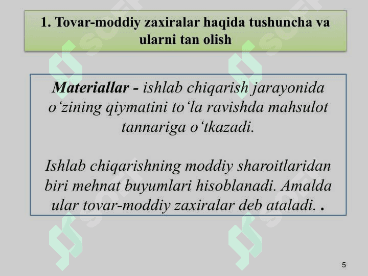 TOVAR-MODDIY ZAXIRALAR HISOBI 5