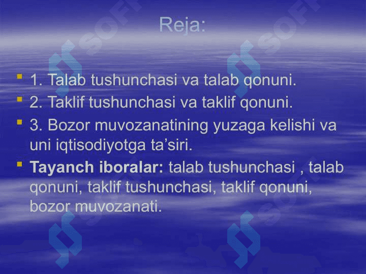 Talab va taklif nazariyasi 2