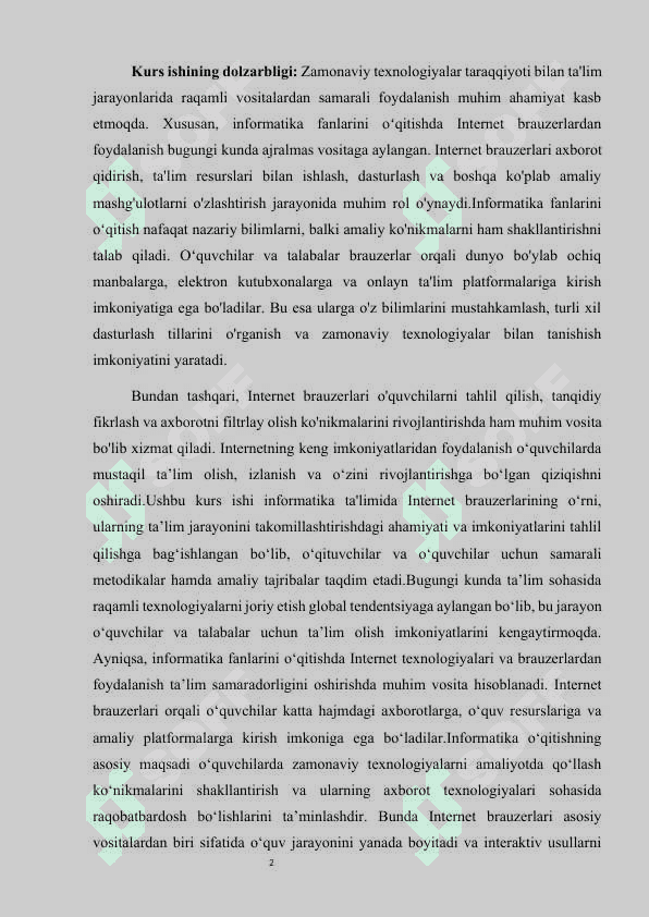 INFORMATIKA FANLARINI  O‘QITISHDA INTERNET BRAUZERLARDAN FOYDALANISHNING O‘RNI VA AHAMIYATI 2