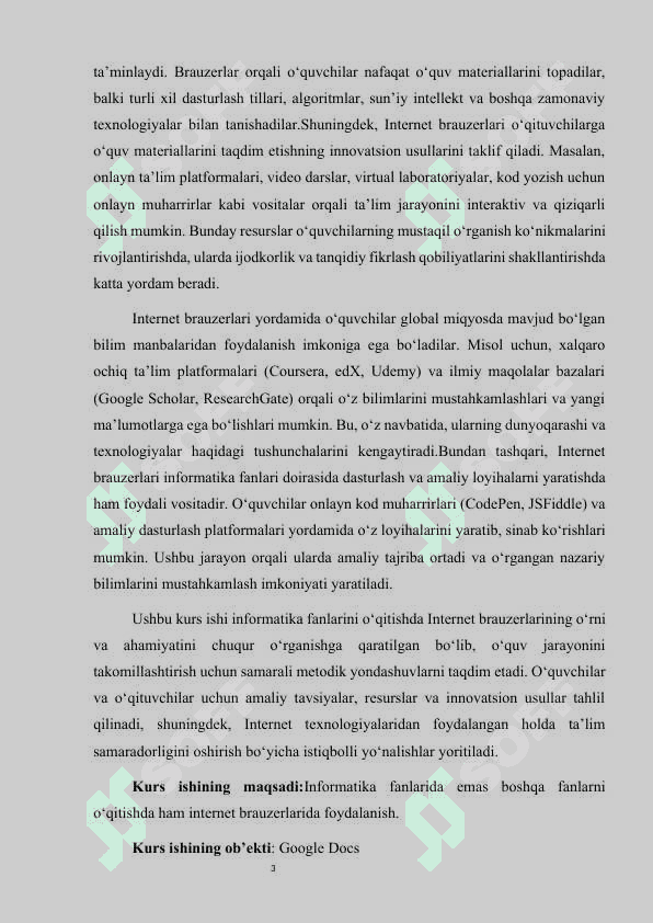 INFORMATIKA FANLARINI  O‘QITISHDA INTERNET BRAUZERLARDAN FOYDALANISHNING O‘RNI VA AHAMIYATI 3