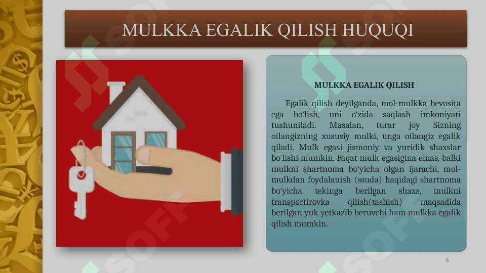 TADBIRKORLIK FAOLIYATINING MULKIY ASOSLARI 8