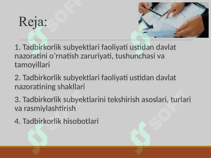 Tadbirkorlik faoliyatini davlat tomonidan tartibga solish va nazorati qilish 2