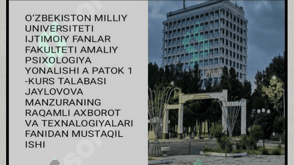 RAQAMLI AXBOROT VA TEXNALOGIYALARI 2