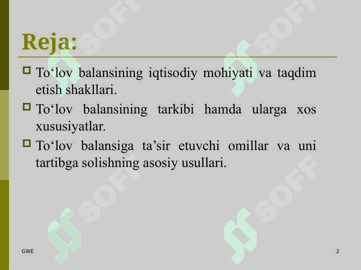 Xalqaro moliya munosabatlarida to‘lov balansini boshqarish 2