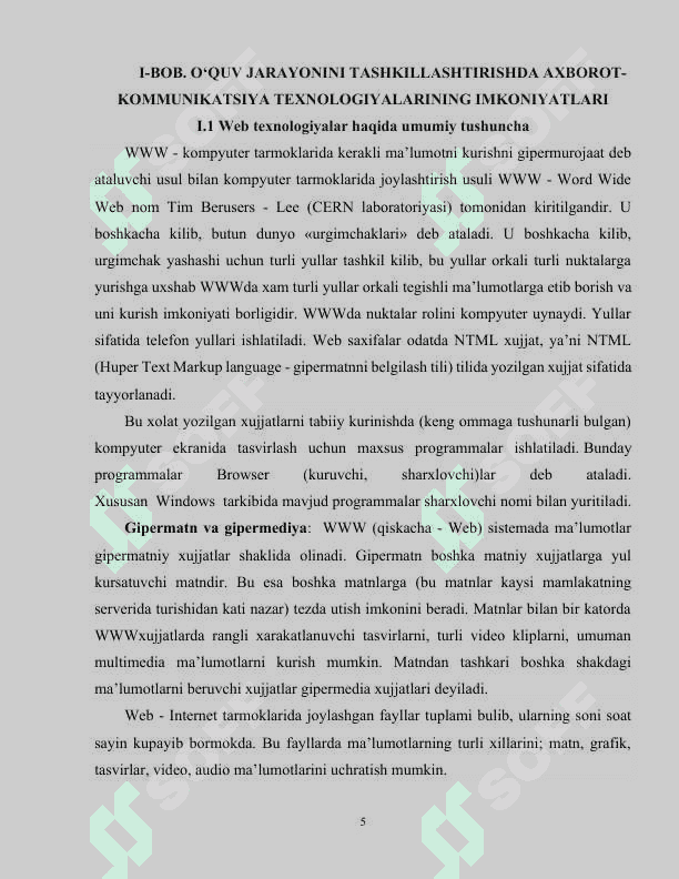 Web texnologiyalar va ulardan foydalanish metodikasi 5
