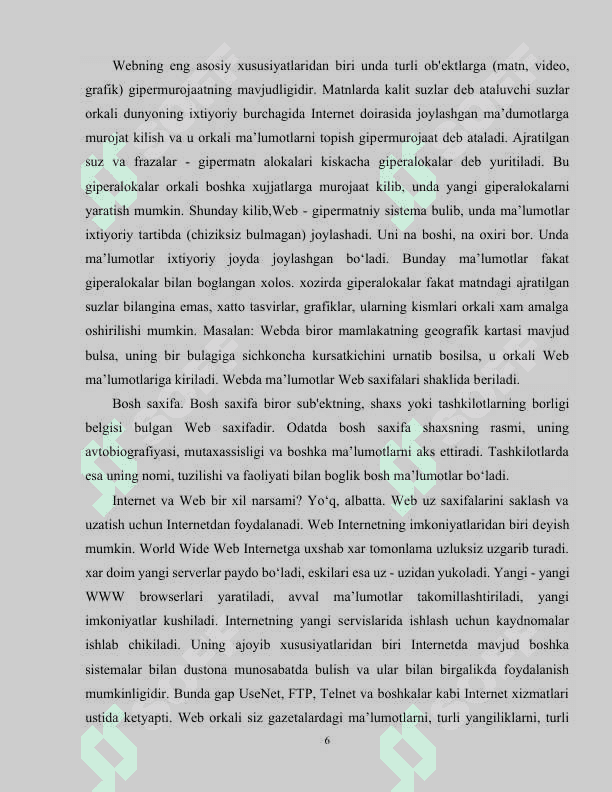 Web texnologiyalar va ulardan foydalanish metodikasi 6