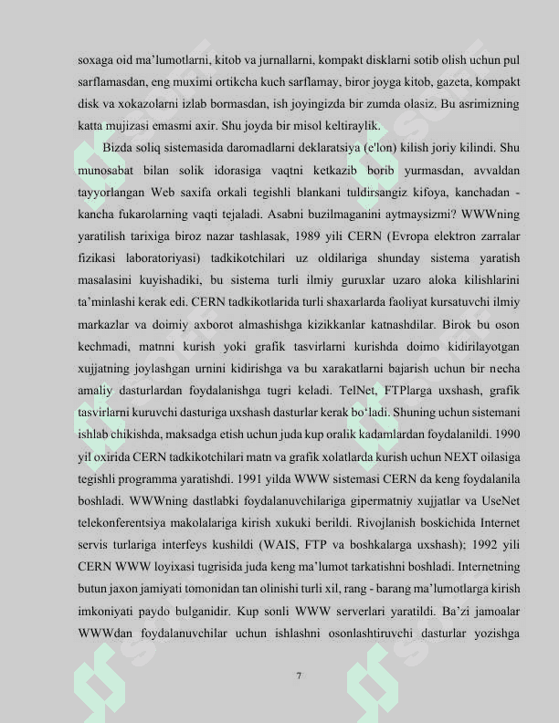Web texnologiyalar va ulardan foydalanish metodikasi 7
