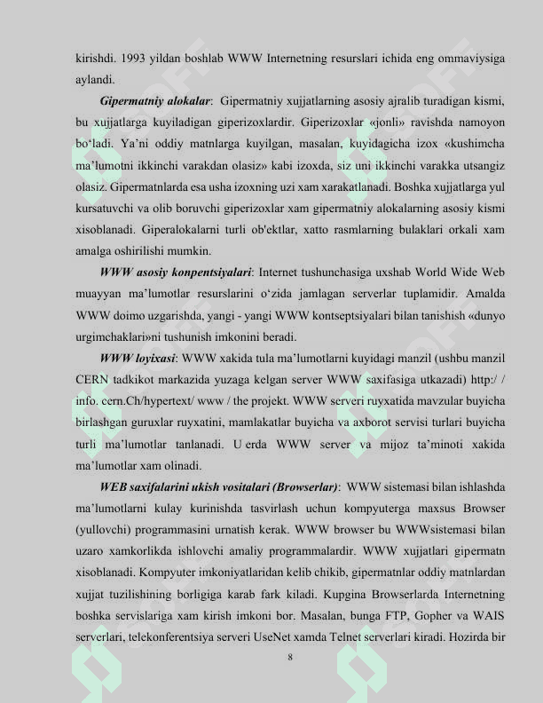 Web texnologiyalar va ulardan foydalanish metodikasi 8