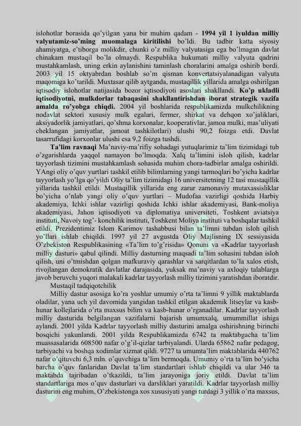 O‘zbekistonning o‘ziga xos istiqlol va taraqqiyot yo‘li. 3