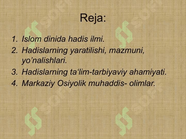 Islom dinida hadis ilmi 2