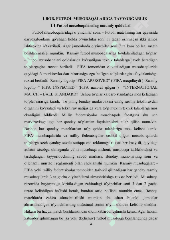 Fudbol o'yini jarayonida pedagogik kuzatuv o'tkazish 4