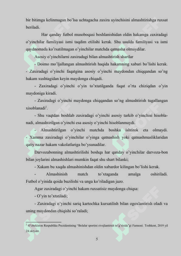 Fudbol o'yini jarayonida pedagogik kuzatuv o'tkazish 5