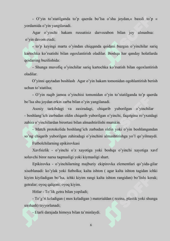 Fudbol o'yini jarayonida pedagogik kuzatuv o'tkazish 6