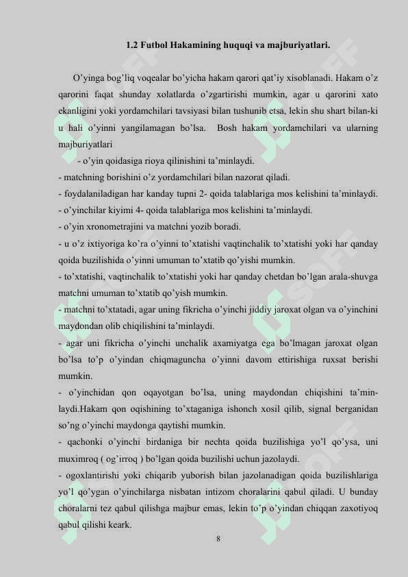 Fudbol o'yini jarayonida pedagogik kuzatuv o'tkazish 8