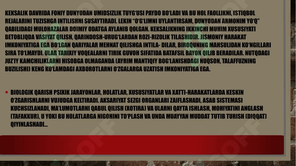 Keksalik davri psixologiyasi 4