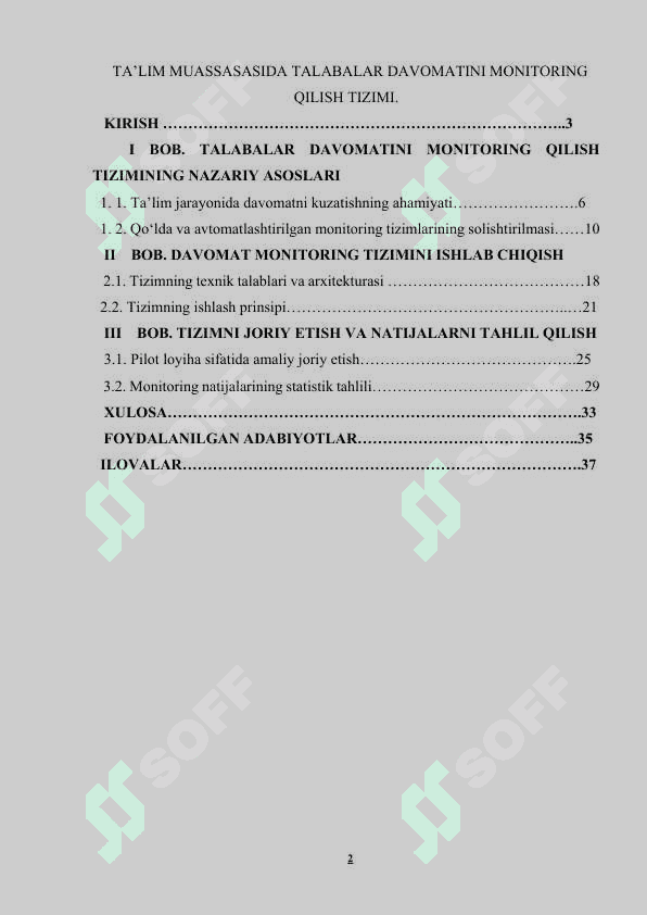 TA’LIM MUASSASASIDA TALABALAR DAVOMATINI MONITORING QILISH TIZIMI. 2
