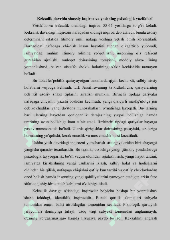 Keksalik davrining oʻziga xos xususiyatlari 3