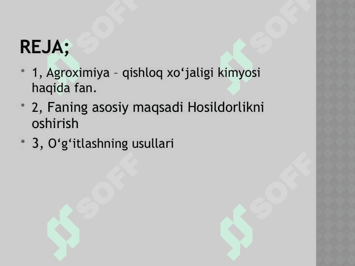 Tema;Agroximiyo fanining maxsat,vaziyfasi boshqa fanlar bilan bog’liqligi 2