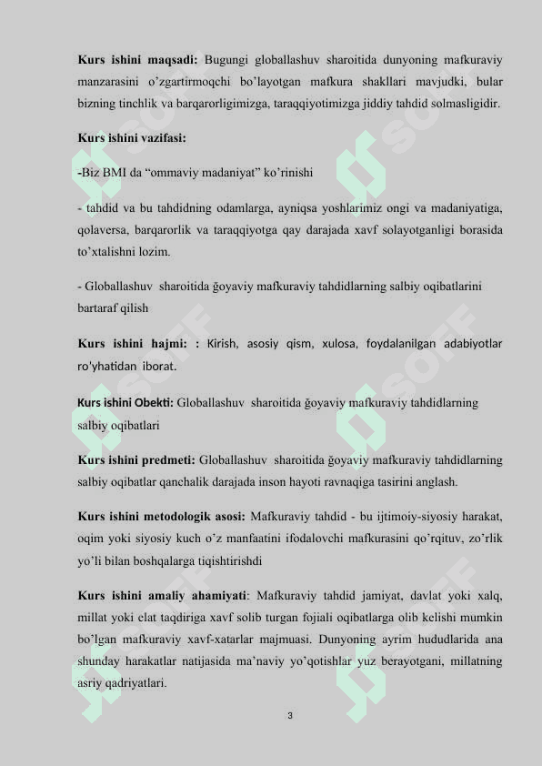 Globallashuv  sharoitida g'oyaviy mafkuraviy tahdidlarning salbiy oqibatlari 3