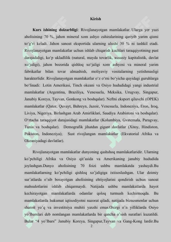 GLOBALLASHUV JARAYONIDA MAMLAKATLARNING RIVOJLANISH TENDENSIYA VA MODELLARI 2