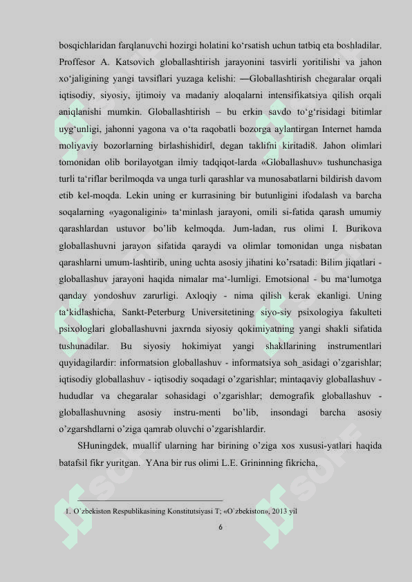 Globallashuv va jaxondagi g'oyaviy mafkuraviy o'zgarishlar 6