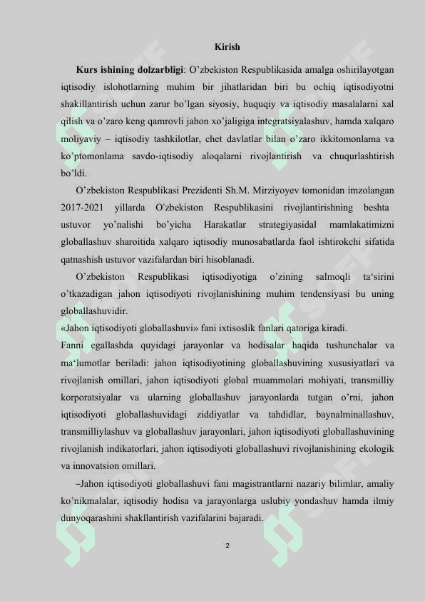 Glоbаllаshuv jаrаyonini rivоjlаnish yo’nаlishlаri bоzоrlаrni glоbаllаshuvi vа tоvаrlаrni glоbаllаshuvi 2